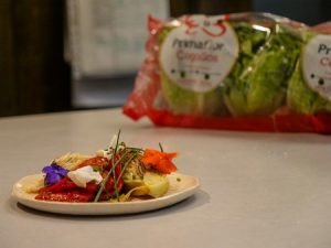 receta primaflor rodrigo de la calle Cogollos rojos con setas y pimientos del piquillo