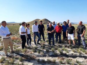 El consejero Antonio Luengo durante la visita a un cultivo de plantas aromáticas en Lorca