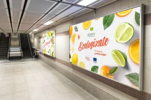 Blank billboard posters in the subway station for advertising