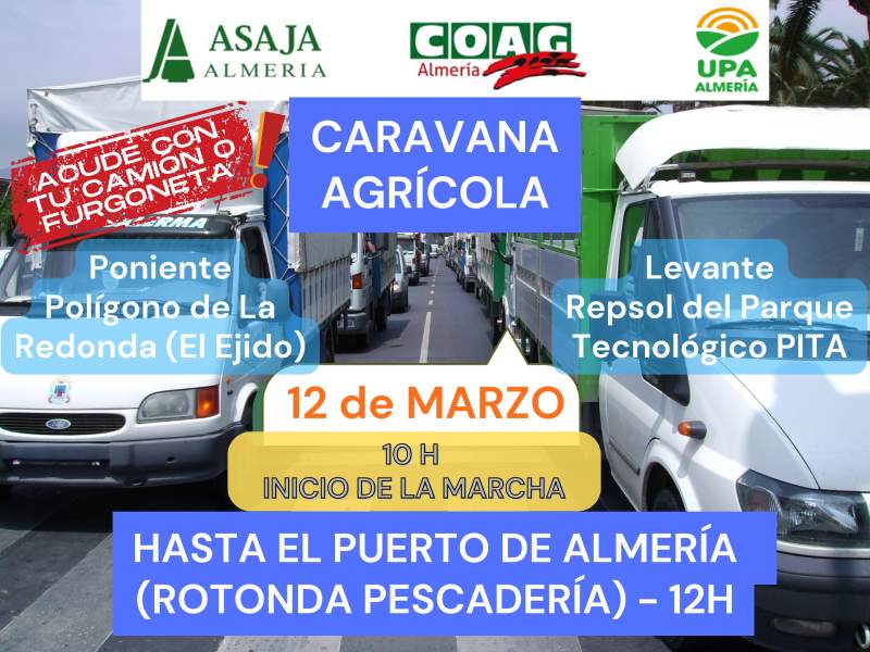 Cartel manifestación agraria COAG 12 marzo Almería