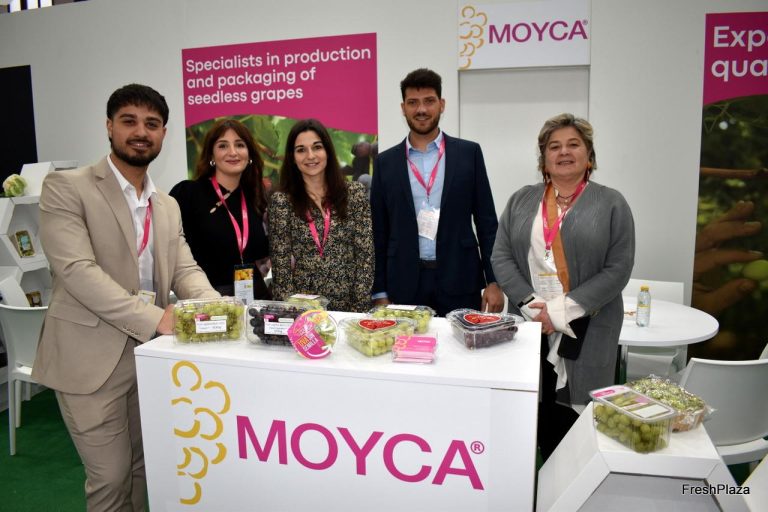 Miembros del equipo de Moyca en Fruit Logistica, en una imagen de archivo