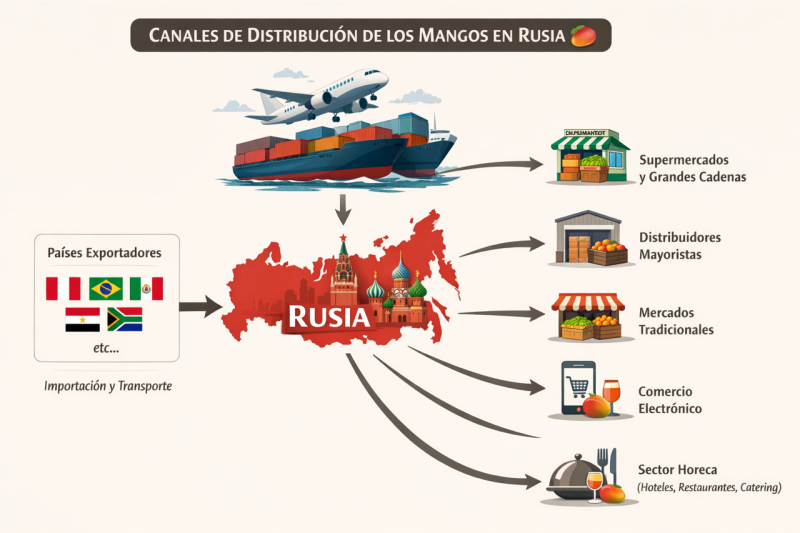 Canales de distribución de mangos en Rusia